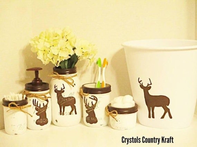 Deer Bathroom Decor Deer Soap Pump Deer Toothbrush Holder Etsy