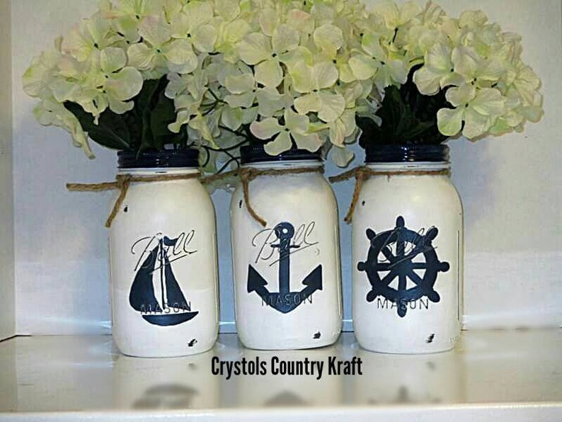 Nautical Vase Nautical Farmhouse Decor Anchor Decor Etsy