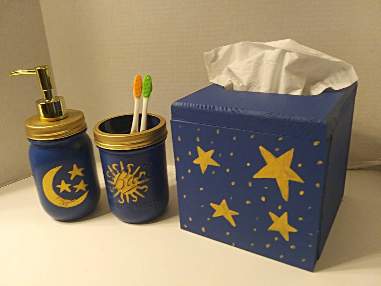 Celestial Bathroom Set Moon Stars Sun Bathroom Decor Etsy