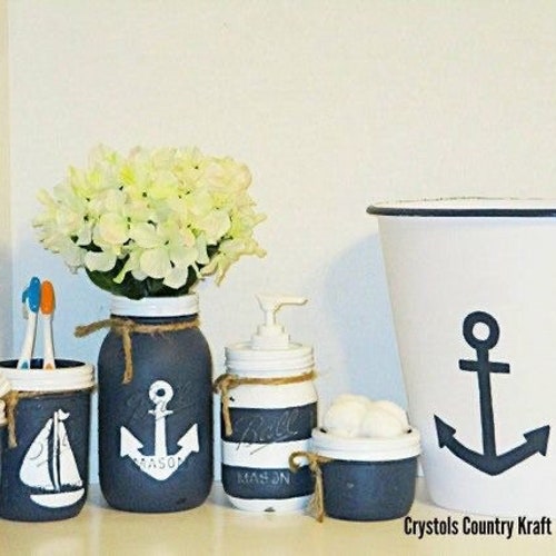 Anchor Bathroom Decor Beach Bathroom Set Nautical Bathroom Etsy