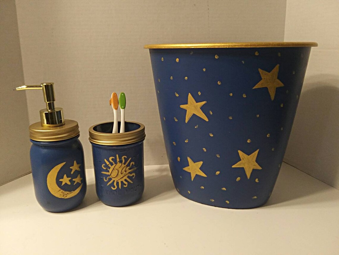 Celestial Bathroom Set Moon Stars Sun Bathroom Decor Etsy