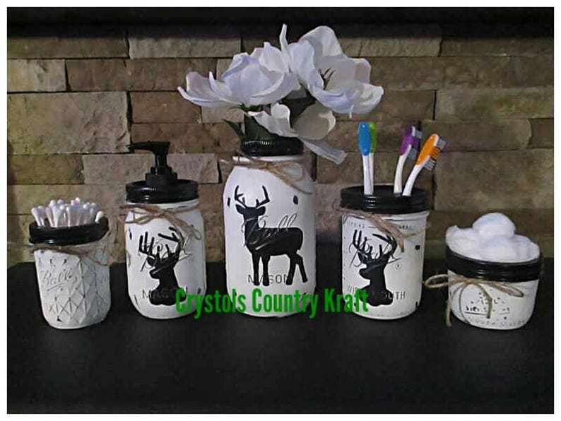 Buck deer bathroom set black and white decor deer soap Etsy