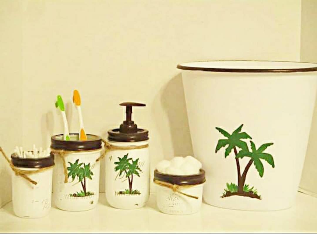 Palm Tree Bathroom Decor Tropical Beach Decorpalm Tree Etsy