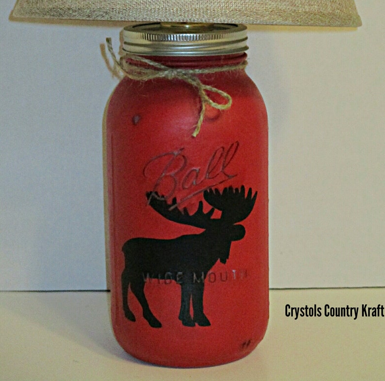 moose decor Moose table lamp moose table lamp woodland animal decor cabin lamp nursery lamp bedside lamp mason jar lamp woodland lamp