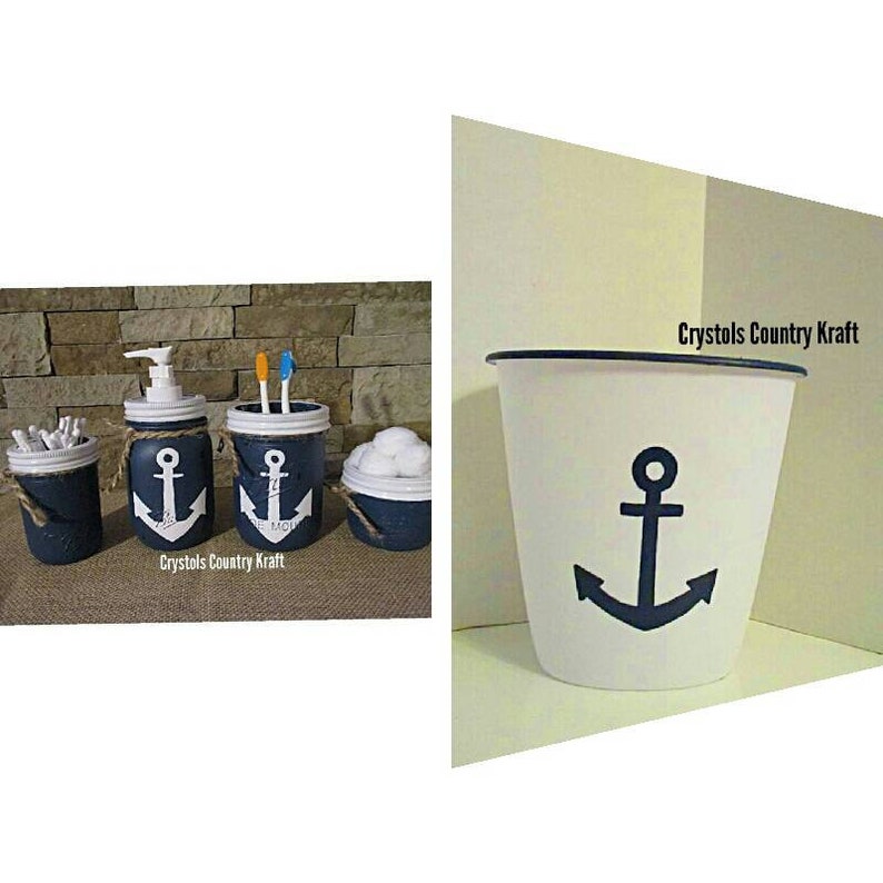 Anchor bathroom decor beach Bathroom set nautical bathroom Etsy