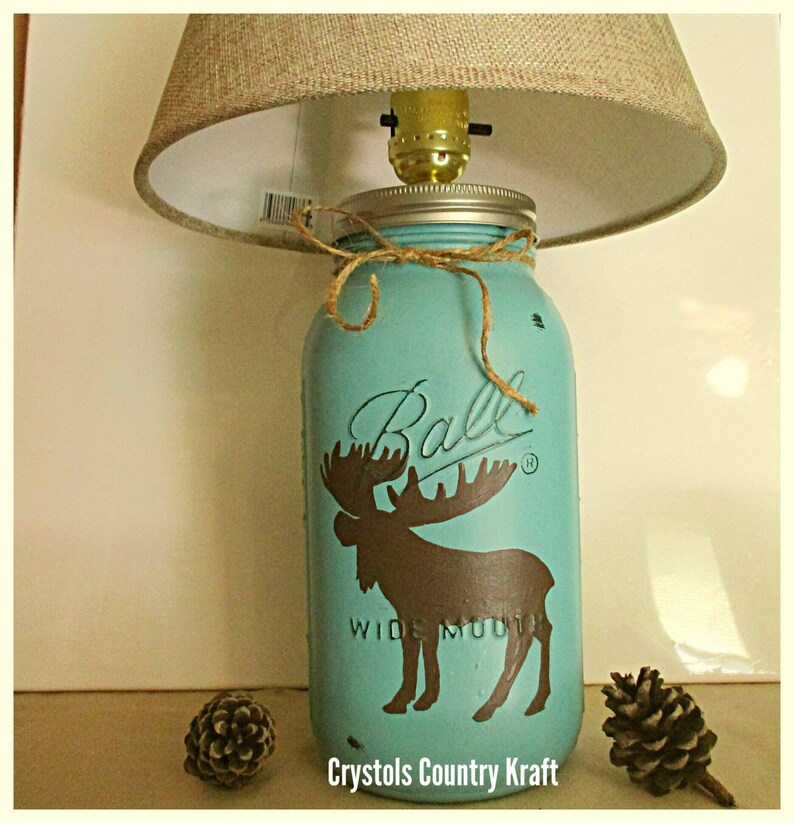 moose decor Moose table lamp moose table lamp woodland animal decor cabin lamp nursery lamp bedside lamp mason jar lamp woodland lamp