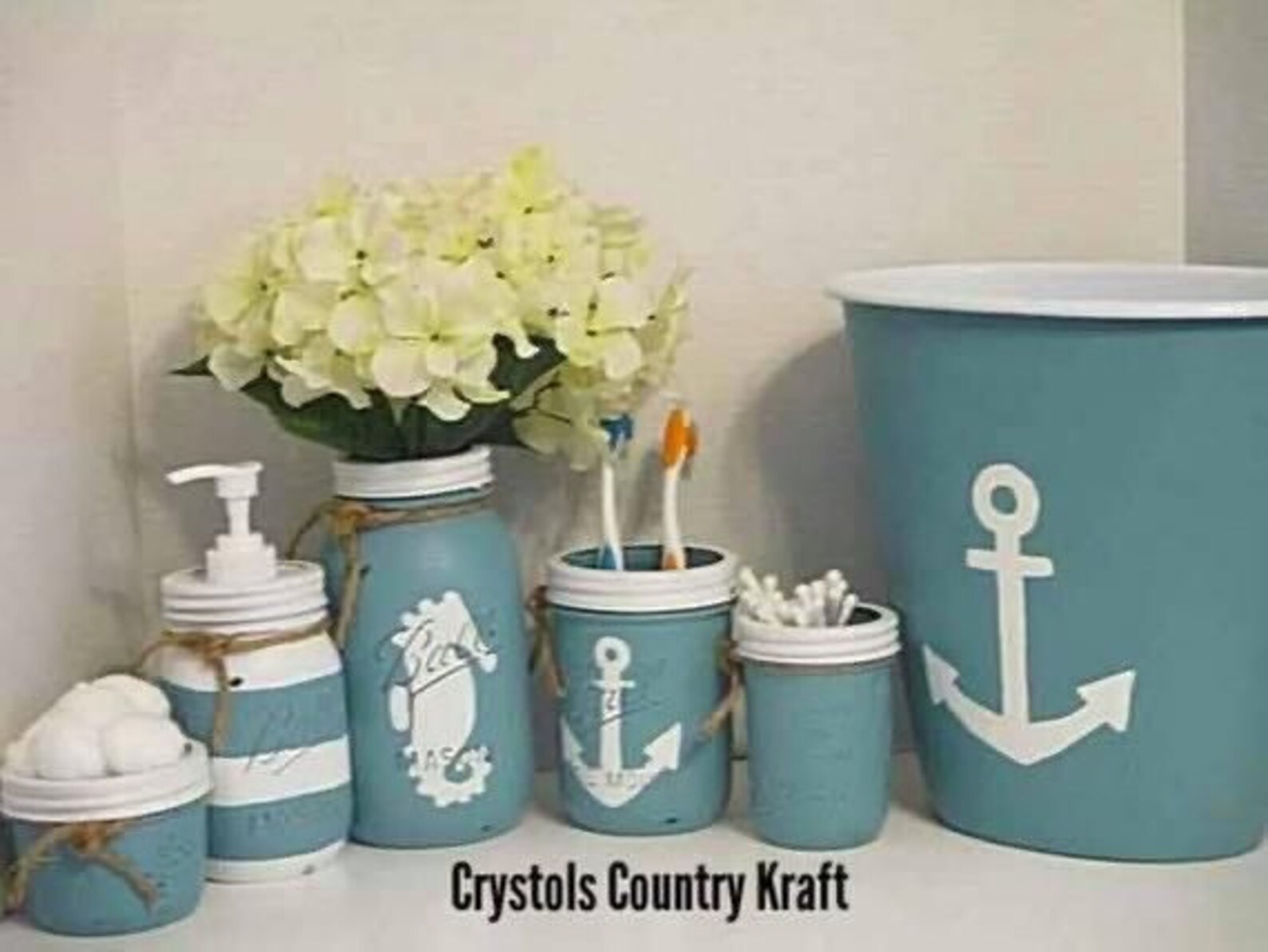 Teal/ Turquoise Bathroom Set Nautical Bathroom Decor Anchor Etsy