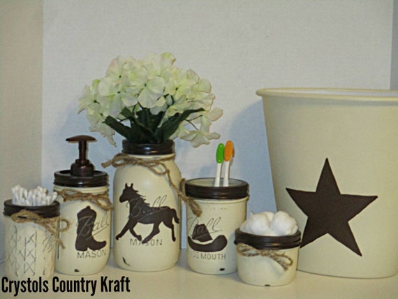 Western Bathroom Decor Western Soap Jar Cowboy Hat Cowboy Etsy