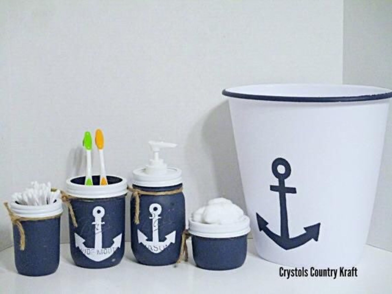 Anchor Bathroom Decor Beach Bathroom Set Nautical Bathroom Etsy
