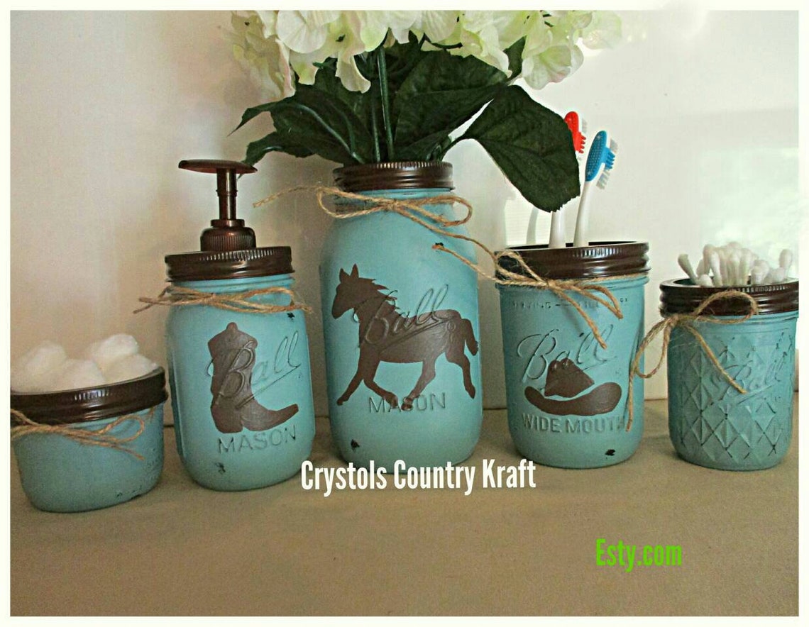 Horse bathroom set horse ranch decor horse soap jar horse Etsy