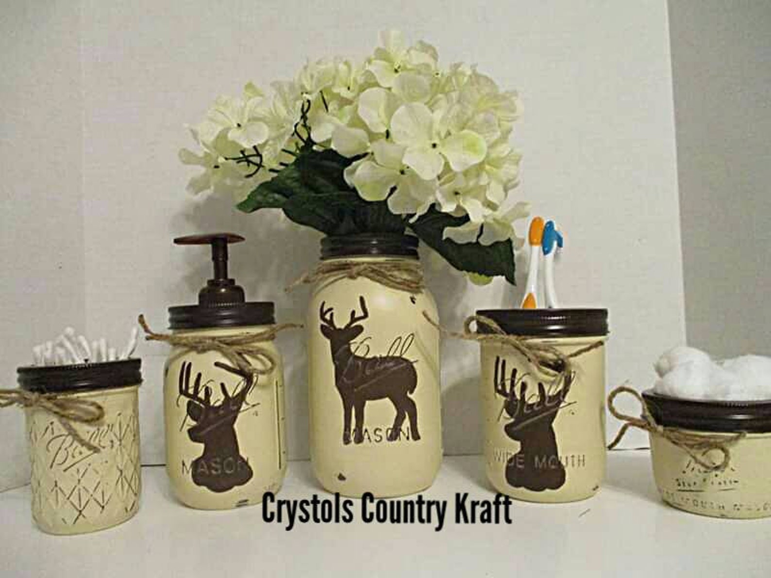 Deer Bathroom Decor Deer Soap Pump Deer Toothbrush Holder Etsy