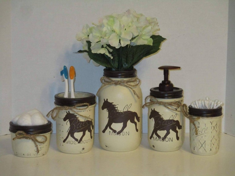 Horse Bathroom Set Horse Decor Horse Soap Jar Horse Etsy