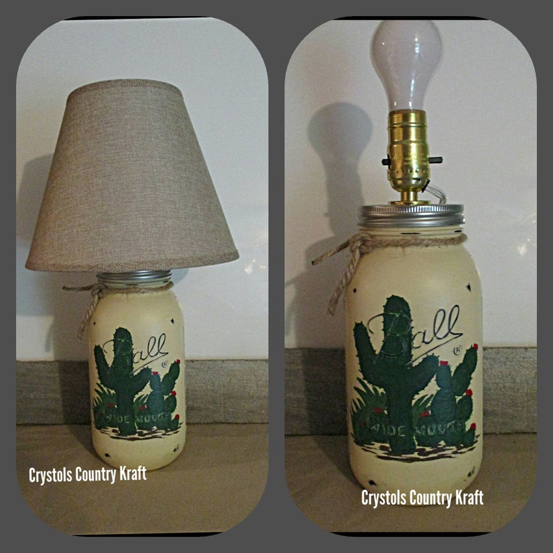 western lamp Mason jar lamp cactus southwestern decor Cactus lamp Lamp shade sold separately from lamp base table lamp, lamp