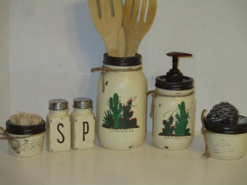 Southwestern Kitchen Canister Set Cactus Soap Dispenser And