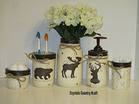 Deer Bear Moose Bathroom Decor Deer Soap Jar Bear Toothbrush Etsy