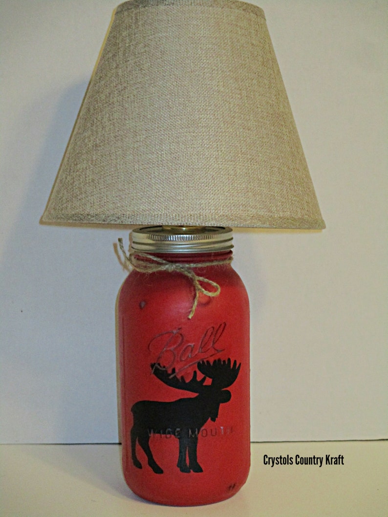 moose decor Moose table lamp moose table lamp woodland animal decor cabin lamp nursery lamp bedside lamp mason jar lamp woodland lamp