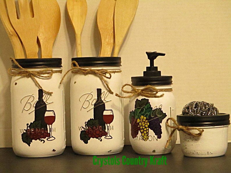 Winery Grape utensil holders grape soap jar sponge jar Grape Etsy