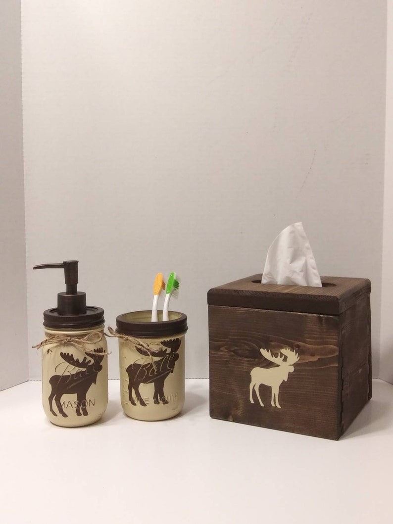 Moose bathroom decor moose soap dispenser toothbrush jar & Etsy