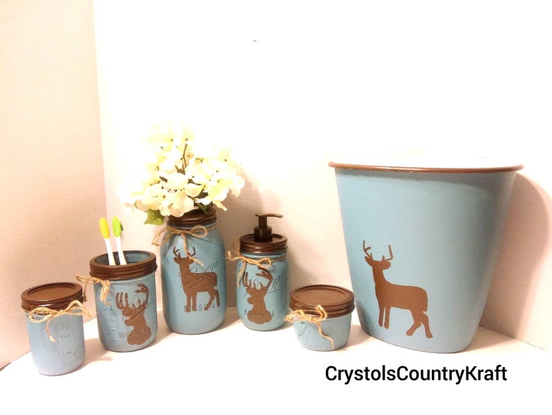 Deer buck bathroom decor deer soap pump deer toothbrush Etsy