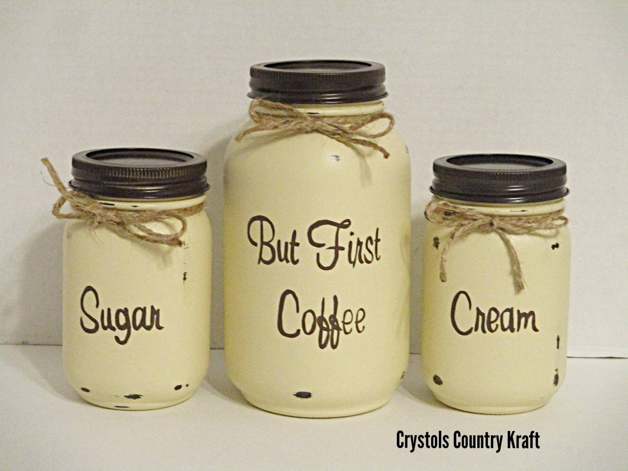 Sugar Jar Creamer Jar Coffee Bar Decor but First Coffee Etsy