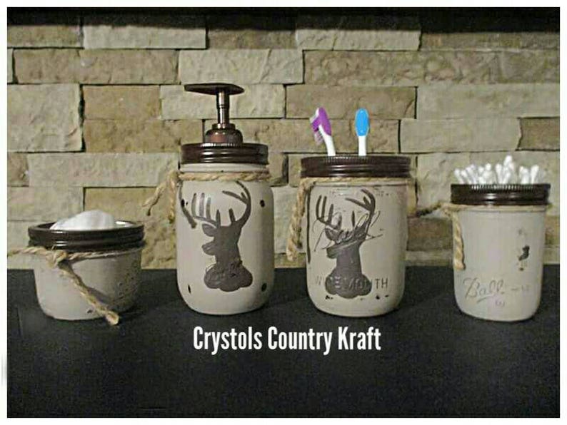 Deer Decor Bathroom Set Deer Soap Jar Deer Toothbrush Jar Etsy