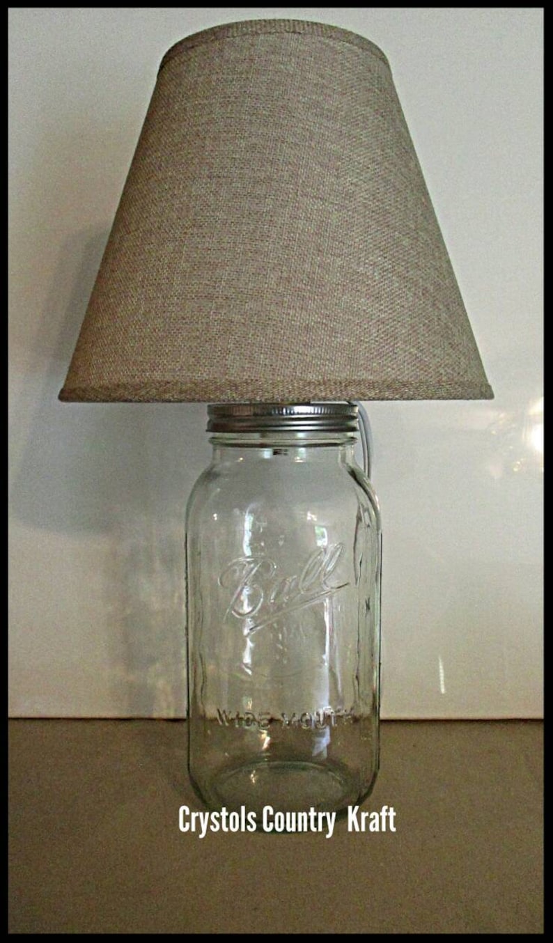 Rustic lamp Fillable Mason jar lamp burlap lamp shade 1/2 Etsy