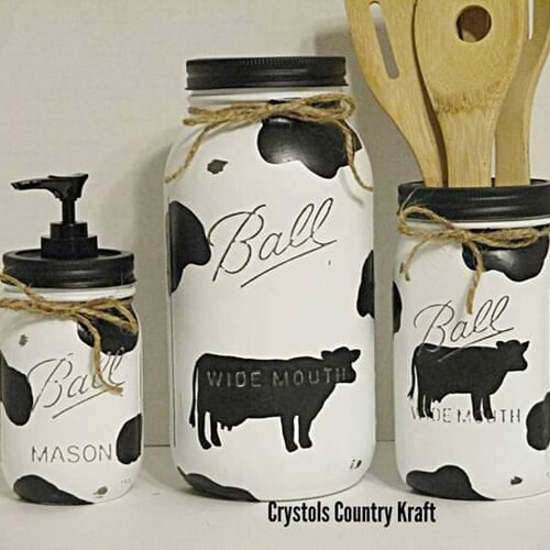 Farmhouse Cow Kitchen Canister Set. Farm Animal Decor Cow Etsy