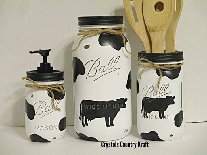 Cow Farmhouse Kitchen Sets Farm Animal Soap Jar And Utensil Etsy