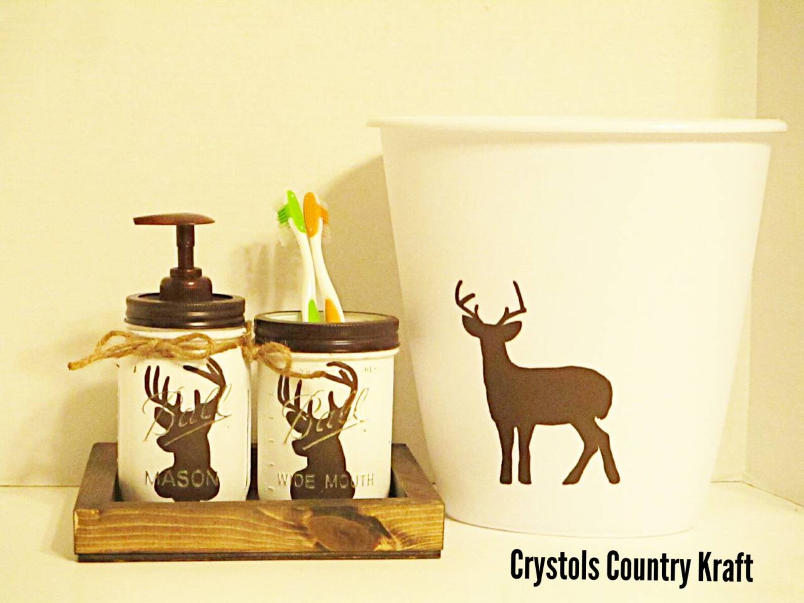 Deer decor bathroom set deer soap jar deer buck toothbrush Etsy