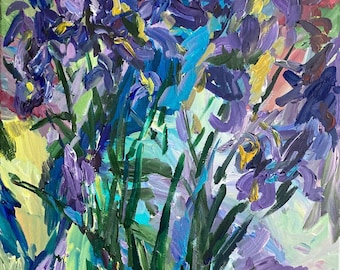 Irises. Floral Composition. Expressionist Art; Wall Decor; Signed Art