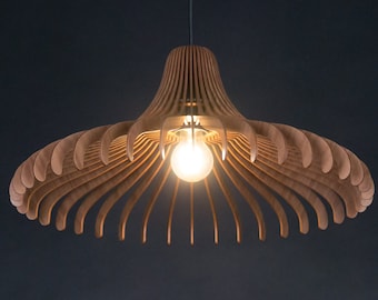 Walnut HDF Pendant Light: Scandinavian Style Wooden Chandelier