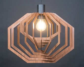 Houten lichte hanger, houten hanglamp, houten licht, hanglamp, plafondlamp, hangende eetlamp, moderne verlichting, houten hanger