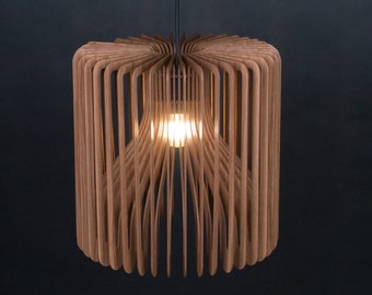 Lámpara colgante de madera HDF color nogal: Lámpara de techo moderna
