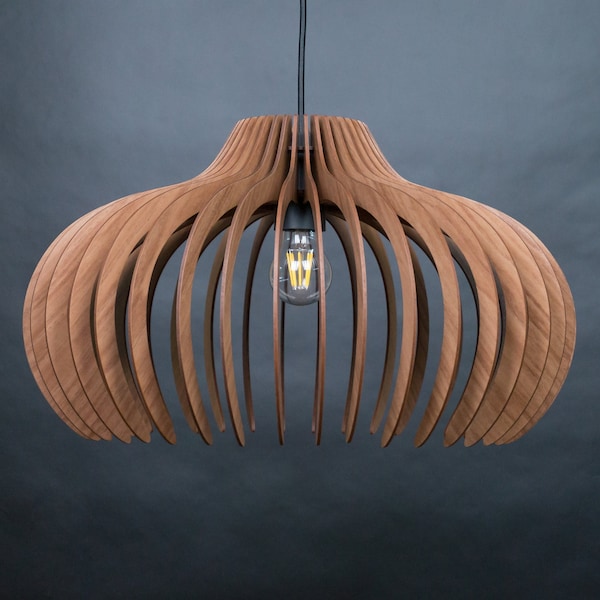 Holz-Pendelleuchte, moderne Kronleuchter-Beleuchtung, hängende Esszimmerlampe, Deckenleuchte, geometrische Lampe, moderne Lampe, Holzlicht