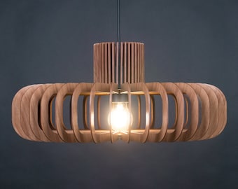 Walnut HDF Wood Pendant Light: Modern Scandinavian Fixture