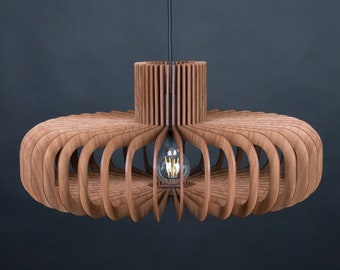 Walnut HDF Wooden Pendant Light: Mid-Century Modern Fixture