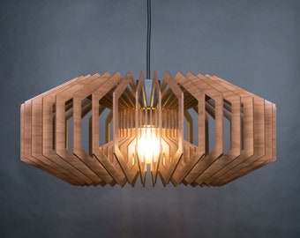 Lámpara colgante de madera, araña de madera, lámpara de comedor, lámpara colgante, luminaria de techo, lámpara de madera, lámpara de madera, araña, luz de techo, rústico