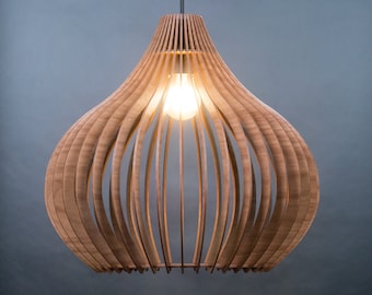 Lampada a sospensione scandinava, lampada a sospensione in legno, lampada moderna di metà secolo, lampada scandinava, paralume in legno, lampada in legno, lampada moderna, lampada in legno