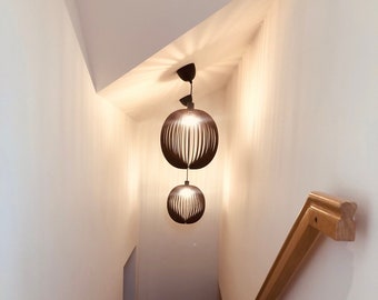 Walnut HDF Wood Pendant Light: Modern Bubble Chandelier