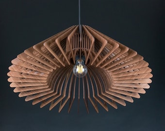 Walnut HDF Wood Pendant Light: Modern Wooden Lamp Shade