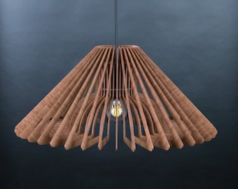 Houten hanglamp, modern licht uit het midden van de eeuw, plafondlamp, houten plafondlamp, houten lamp, houten lampenkap, Scandinavisch licht