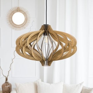 Scandinavian pendant,wooden pendant light,scandinavian lamp,modern pendant light,geometric Lamp,wooden shade,dining light,modern light,shade image 5