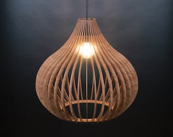 Lampadario a sospensione in legno: lampadario in stile scandinavo, in HDF di rovere o noce.