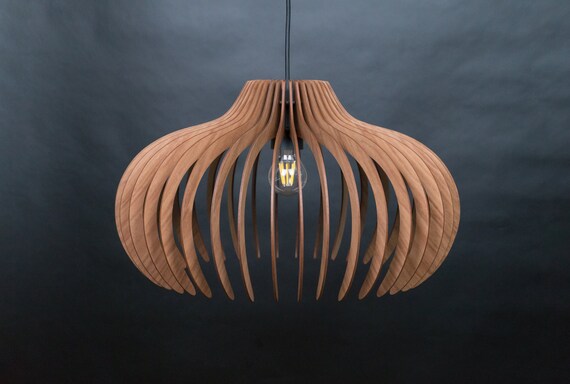 Wood Pendant Light wood Ceiling Lamp mid Century Modern Wooden