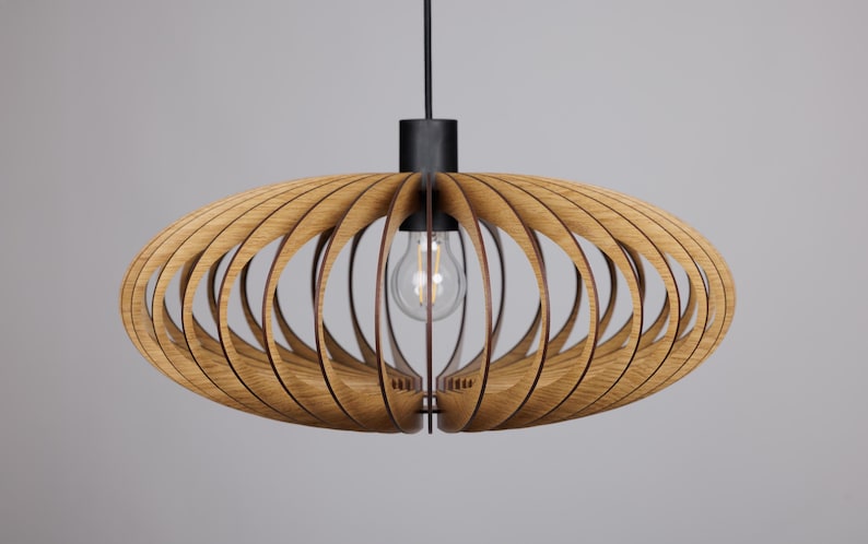 Wood Pendant Light,wooden chandelier,mid century modern,pendant light, ceiling fixture,wood lamp, wooden lamp,ceiling light,modern lampshade Oak HDF
