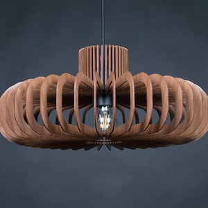 Luz colgante de madera, araña de madera, luz colgante de madera, luz colgante, accesorio de madera, luz escandinava, accesorio de madera, luz de madera, moderno imagen 7