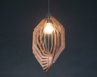 Lámpara colgante de madera, lámpara de techo de madera