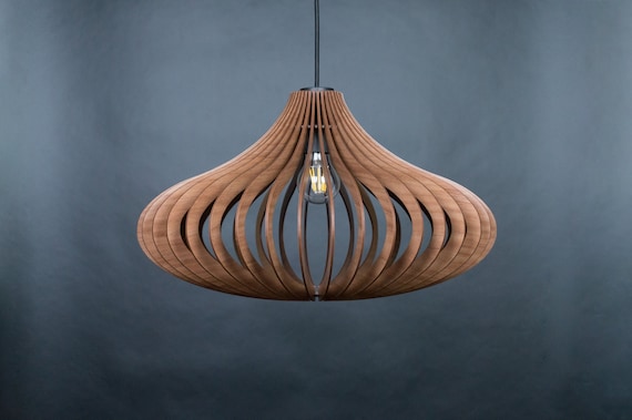 Houten kroonluchter houten plafondlamp houten - Etsy België