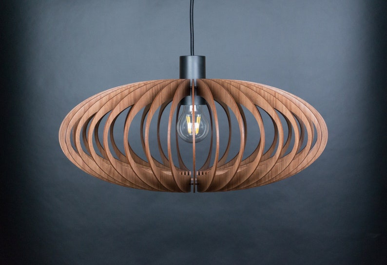 Wood Pendant Light,wooden chandelier,mid century modern,pendant light, ceiling fixture,wood lamp, wooden lamp,ceiling light,modern lampshade Walnut HDF