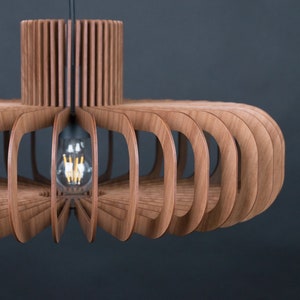 Luz colgante de madera, araña de madera, luz colgante de madera, luz colgante, accesorio de madera, luz escandinava, accesorio de madera, luz de madera, moderno imagen 6